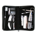 Leather Executive Travel & Grooming Kit w/ Toothbrush & Razor